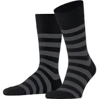 Falke Sensitive Mappd Line Herren Socken, 47-50, Schwarz, Streifen, Baumwolle