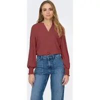 ONLY Blusenshirt "ONLMETTE V-NECK LS SMOCK TOP NOOS WVN" Kunstfaser, regular fit