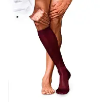 Falke No. 4 Pure Silk Herren Kniestrümpfe, 43-44, Rot, Uni, Seide
