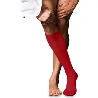Falke No. 6 Finest Merino & Silk Herren Kniestrümpfe, 45-46, Rot, Uni, Wolle