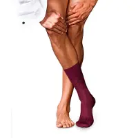 Falke No. 7 Finest Merino Herren Socken, 45-46, Rot, Uni, Schurwolle