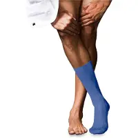 Falke No. 10 Pure Fil d´Écosse Herren Socken, 45-46, Blau, Uni, Baumwolle