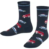 Falke Police and Fire Cars Kinder Socken, 31-34, Blau, Motiv, Baumwolle
