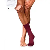 Falke No. 6 Finest Merino & Silk Herren Socken, 41-42, Rot, Uni, Wolle