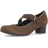 Gabor Pumps , Damen, Gr. 36, Leder, braun, Veloursleder, Schuhe Pumps, Blockabsatz, Businessschuh, Spangenpumps, Komfortweite H (=sehr weit)