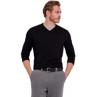 Falke Cotton Knit Herren Pullover, L, Schwarz, Uni, Baumwolle