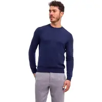 Falke Pure Cashmere Herren Pullover, S, Blau, Uni, Kaschmir