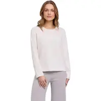 Falke Cotton Knit Damen Pullover, M, Weiß, Uni,Streifen, Baumwolle