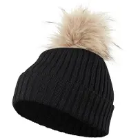 Falke Unisex Mütze, Onesize, Schwarz, Uni,Rippe, Schurwolle