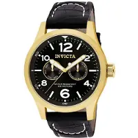 Invicta I-Force Quarz Herrenuhr Chronograph mit Datum und Wochentag Gold Edelstahl Leder