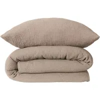 Schiesser Bettwäscheset Molly | Einfarbig | Musselin | 2-teilig | 100% Baumwolle | Weich & Angenehm | YKK-Reißverschluss | 155x220 cm + 80x80 cm | Taupe
