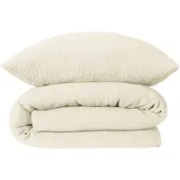 Schiesser Bettwäscheset Molly | Einfarbig | Musselin | 2-teilig | 100% Baumwolle | Weich & Angenehm | YKK-Reißverschluss | 155x220 cm + 80x80 cm | Offwhite