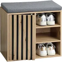 Kesper Schuhbank "Schuhschrank mit Sitzkissen", braun, B:56cm H:48cm T:29,5cm, FSC-zertifizierter Holzwerkstoff, Sitzbänke, Schuhbank, grifflos, Sitzkissen abnehmbar und waschbar