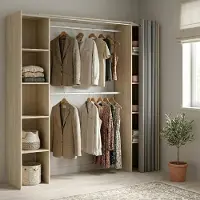 Dmora Großer Kleiderschrank Manaslu, Schlafzimmermöbel, Schrank, Garderobe, 180x50 h205 cm, Eiche