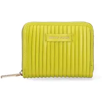 Pierre Cardin Damengeldbörse mit Reißverschluss, vertikale Streifen, Hellgrün Lime UNICA 13x10x3 cm 1041