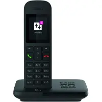 Telekom Sinus A12, Analoges/DECT-Telefon, Kabelloses Mobilteil, Freisprecheinrichtung, 100 Eintragungen, Schwarz