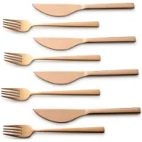 Echtwerk EW-PK-2205 Pizzabesteck-Set Pizzaset Steakbesteck Essbesteck 8-tlg. 4 Personen 4 Pizzamessern und 4 Pizzagabeln Edelstahl Silber-Edition, Farbe:Bronze