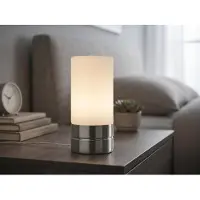 Meine Wunschleuchte Kleine Tischlampe Touch dimmbar, Nachttischlampe mit Zylinder Glasschirm H: 20cm