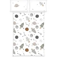 Herding Babybettwäsche BABY BEST "BabyBest Weltall", bunt, B/L: 100cm x 135cm, 1 Stk., 1 Stk., Flanell, B/L: 40cm x 60cm, 2 Stk., Flanell, Obermaterial: 100% Baumwolle, Bettwäsche, Babybettwäsche