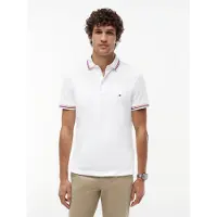 Tommy Hilfiger Poloshirt "TIPPED SLIM FIT POLO", Herren, Gr. S, weiß, Jersey, Obermaterial: 96% Baumwolle, 4% Elasthan, slim fit, Shirts Poloshirt, mit Kontrast-Details