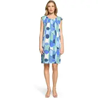 Betty Barclay A-Linien-Kleid "Freizeitkleid mit Rundhalsausschnitt", Damen, Gr. 46, EURO, bunt (blau, grün), Obermaterial: 100% Viskose CV., Kleider A-Linien-Kleid