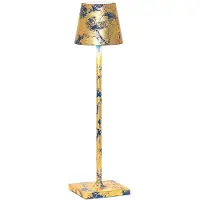 Zafferano LED-Tischleuchte Poldina Pro Micro Blue Capri matt Gold Leaf Craquelè wiederaufladbar und dimmbar mit Akku bis zu 12 Stunden