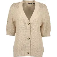 Blue Seven 1100000002199 "Strickjacke kurzarm", Damen, Gr. 48, beige (0430, kiesel), 50% Polyacryl, 50% Baumwolle, Basic, regular fit, V-Ausschnitt, Strickjacken 1100000002199