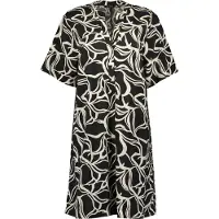 Blue Seven Sommerkleid "Kleid", Damen, Gr. 38, Kurzarm, schwarz-weiß (9990, schwarz), 85% Viskose, 15% Polyamid, normal, Kleider Sommerkleid