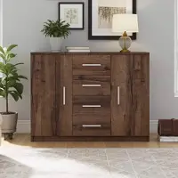 Ravio Kommode Zenit K2D4SZ breite 120 cm 4-Schubladen und 2-Türen klassische Anrichte Wohnzimmer oder den Flur solide Sideboard (Monastery Eiche)