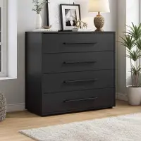 Ravio Modena K4SZ Kommode 100 cm – moderne Kommode mit 4 großen Schubladen, funktionaler Stauraumschrank für Wohnzimmer, Schlafzimmer, Jugendzimmer und Büro (Schwarz)