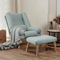 Ravio Verstellbarer Sessel Mari mit Fußhocker Trinity 22 Hellblau Samt Relaxsessel