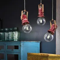 FERROLUCE Industrielle städtischen Eisen und Vintage-Keramik-Kronleuchter Rot 1 Licht E27 37Cm