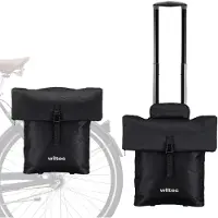 Wiltec Fahrrad-Trolley Gepäckträgertasche schwarz 33 x 13 x 64 cm mit 28 l Stauraum Fahrradtasche und Trolley in einem