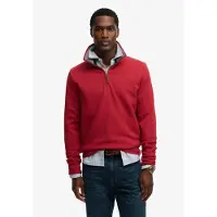 Superdry für Herren. M2014535A Essential Pique Sweatshirt mit halbem Reißverschluss rot (L), Lässig, Baumwolle