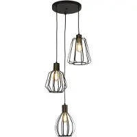 Searchlight Hängeleuchte Senator, schwarz/messingfarben, Ø 45 cm, 3fl.