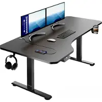 Casaria Höhenverstellbarer Schreibtisch Schwarz (Carbon-Optik) 160x75x73-118cm