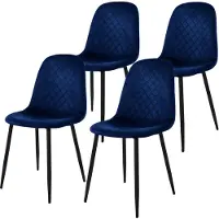 ML-Design 4er Set Esszimmerstuhl mit Rückenlehne, Dunkelblau, aus Samt