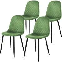 ML-Design 4er Set Esszimmerstuhl mit Rückenlehne, Salbei, aus Samt