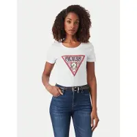 GUESS für Damen. W6YI25K4344 T-Shirt Dreieck Paisley Kurzarm Weiß (XS), Lässig, Baumwolle