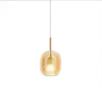 Perenz Pendelleuchte aus klarem, bernsteinfarbenem Borosilikatglas mit E27-Fassung, modernes Design, 17,5 x 30,5 cm, verstellbares Kabel 300 cm -