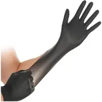 Hygostar Nitrilhandschuhe Safe Super Stretch puderfrei Schwarz 7/S 24cm 100 Stück
