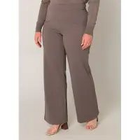 Base Level Curvy 1100000002199 "Arah", Damen, Gr. 46, Länge 32, grau (schwarz taupe), Web, Obermaterial: 97% Polyester, 3% Elasthan, unifarben, loose fit extralang, Hosen 1100000002199, Große Größen