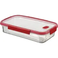 Keter CURVER SMART COOK, Frischhaltedose Glas, Deckel mit Ventil, Clipbox aus hitzebeständigem Borosilikatglas, für anhaltende Qualität, Volumen: 3,7 Liter