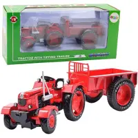 Lean Toys Metall-Farmtraktor mit Anhänger, rot, Maßstab 1:18
