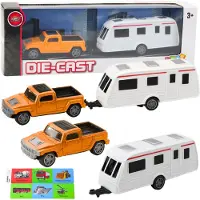 Lean Toys LeanToys Metall-Autobausatz Mit Camper-Anhänger Orange