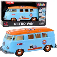 Lean Toys Retro Car Van Bus Lights Sounds Opening Doors Blue