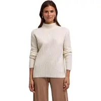 Falke Damen Pullover, S, Weiß, Rippe, Schurwolle