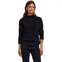 Falke Damen Pullover, XS, Schwarz, Rippe, Schurwolle