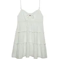 Superdry für Damen. W8012115A Abgestuftes Mini-Kleid aus Gaze in Gebrochenweiß (XXS), Lässig, Gewebe, Ärmellos / Hosenträger