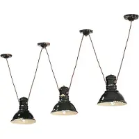 FERROLUCE Industrielle Eisen und Vintage-Keramik-Kronleuchter Schwarz 3 Lichter E27